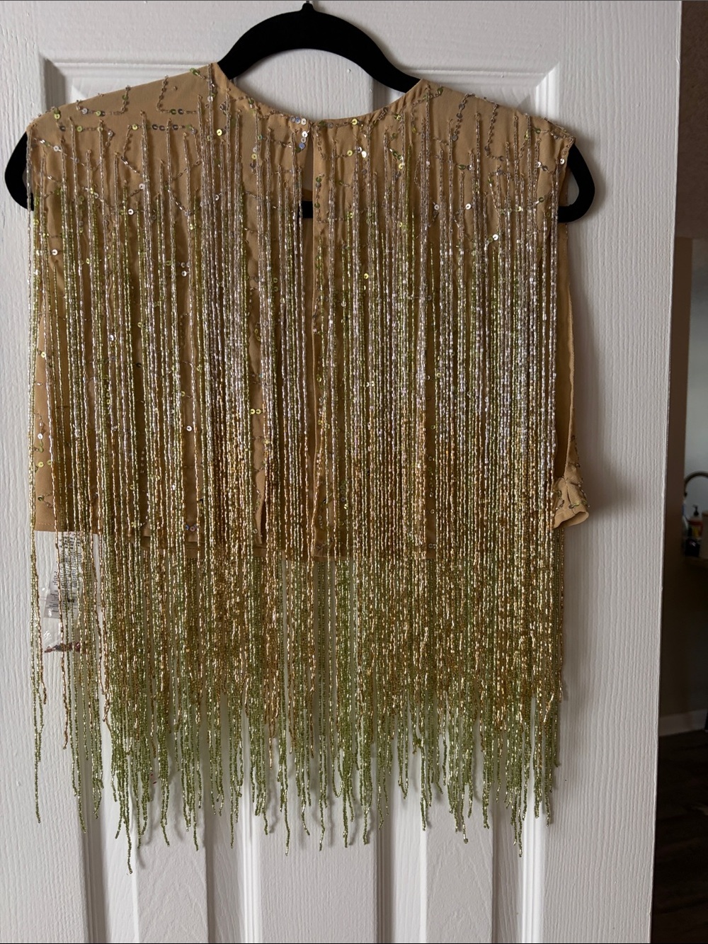Ombré Tassel Beaded Fringe Crop Top / Cape - Picture 8 of 9